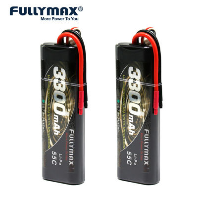 55C 2S1P 7,4 V 2s 3300 mAh Lipo 2-Zellen-Rc-Batterie 7,4 V Automodelle runder Hartschalenkoffer