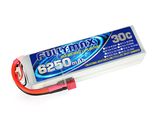 Batterie 30C 6250mAh 4S 14.8V FULLYMAX Li-PO mit Dekanverbindungsstück für RC-Auto-LKW-Flugzeugboot